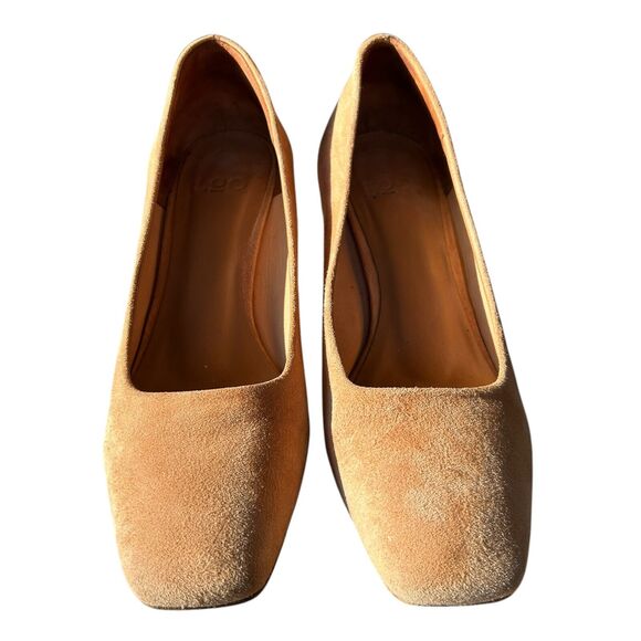 LOQ Villa Pumps Heels 37 EU 6.5 US Tan Brown Suede Designer Luxury Workwear - Picture 1 of 12